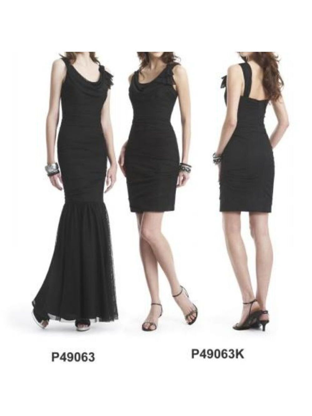 NWT Jasmine Full Length Black Classic Prom Dress Ruffle Sheath/Mermaid 6